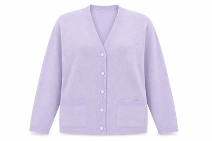 Sarra Design Women's Purple Acrylic Cardigan L V-Neck Knit