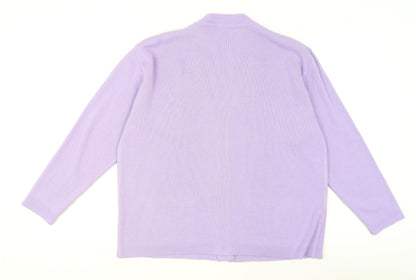 Sarra Design Women's Purple Acrylic Cardigan L V-Neck Knit