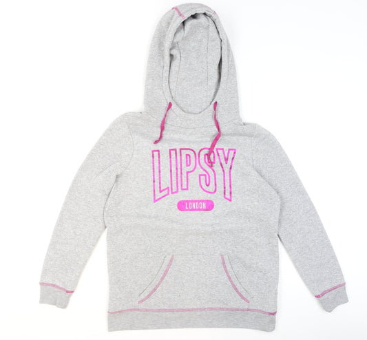 Womens UK Size M Lipsy London Grey Pullover Hoodie