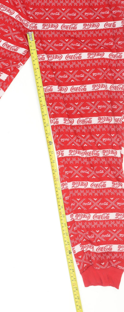 Coca-Cola Men's Red Fair Isle Hooded One Piece Fleece L