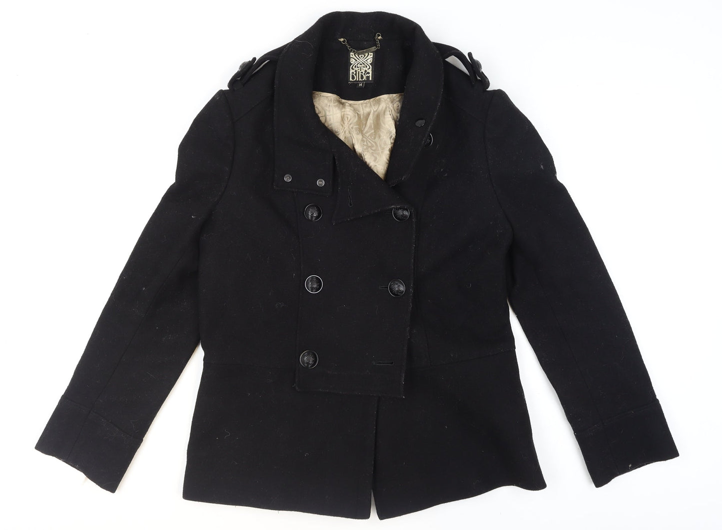 Womens UK Size 14 BiBA Black Pea Coat