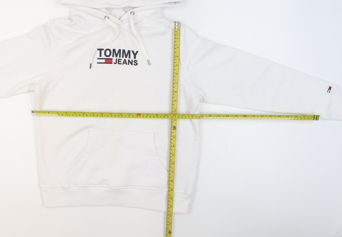 Mens UK Size XS Tommy Jeans White Pullover Hoodie
