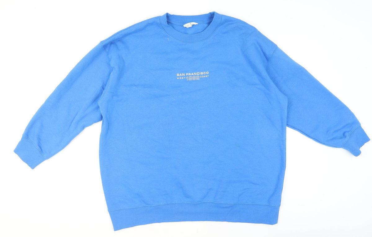 Mens UK Size L H&M Blue Pullover Sweatshirt