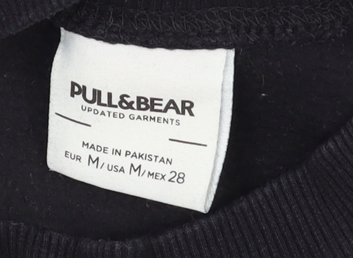 Mens UK Size M Pull&Bear Black Pullover Sweatshirt
