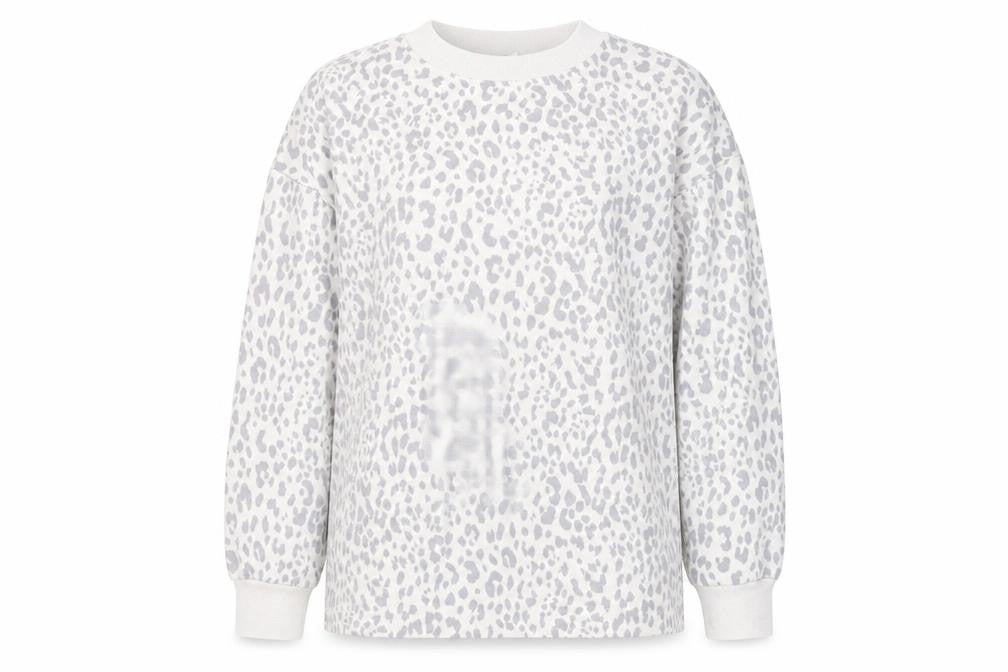 Gap Women Grey Leopard Print Pullover Sweatshirt Medium