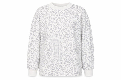 Gap Women Grey Leopard Print Pullover Sweatshirt Medium