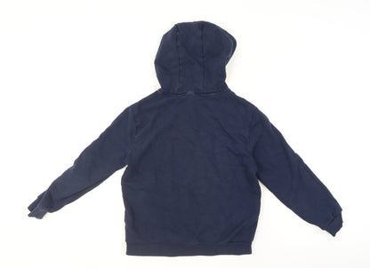 Emporio Armani Boys Navy Pullover Hoodie 12 Years EA7 Logo Cotton Blend
