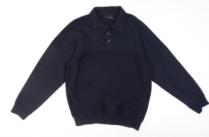Mens UK Size M BHS Blue Henley Sweatshirt