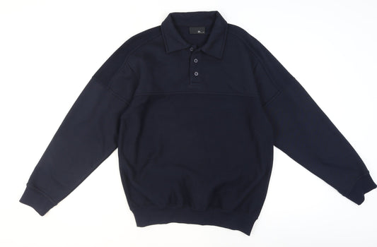 Mens UK Size M BHS Blue Henley Sweatshirt