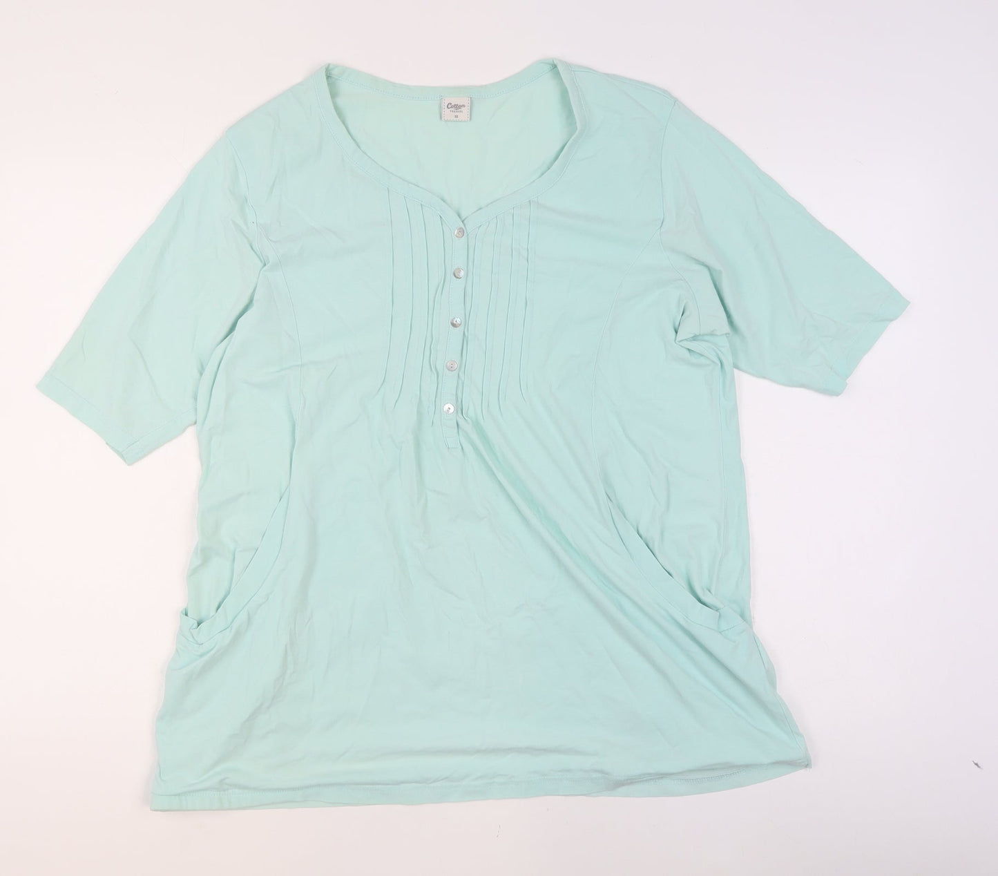 Womens UK Size 18 Cotton Traders Green Tunic Blouse