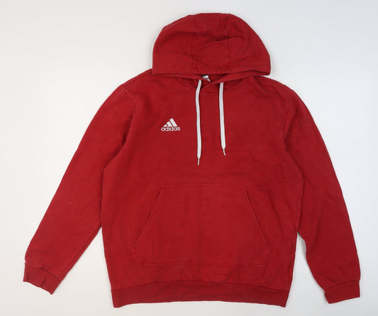 Mens UK Size L adidas Red Pullover Hoodie