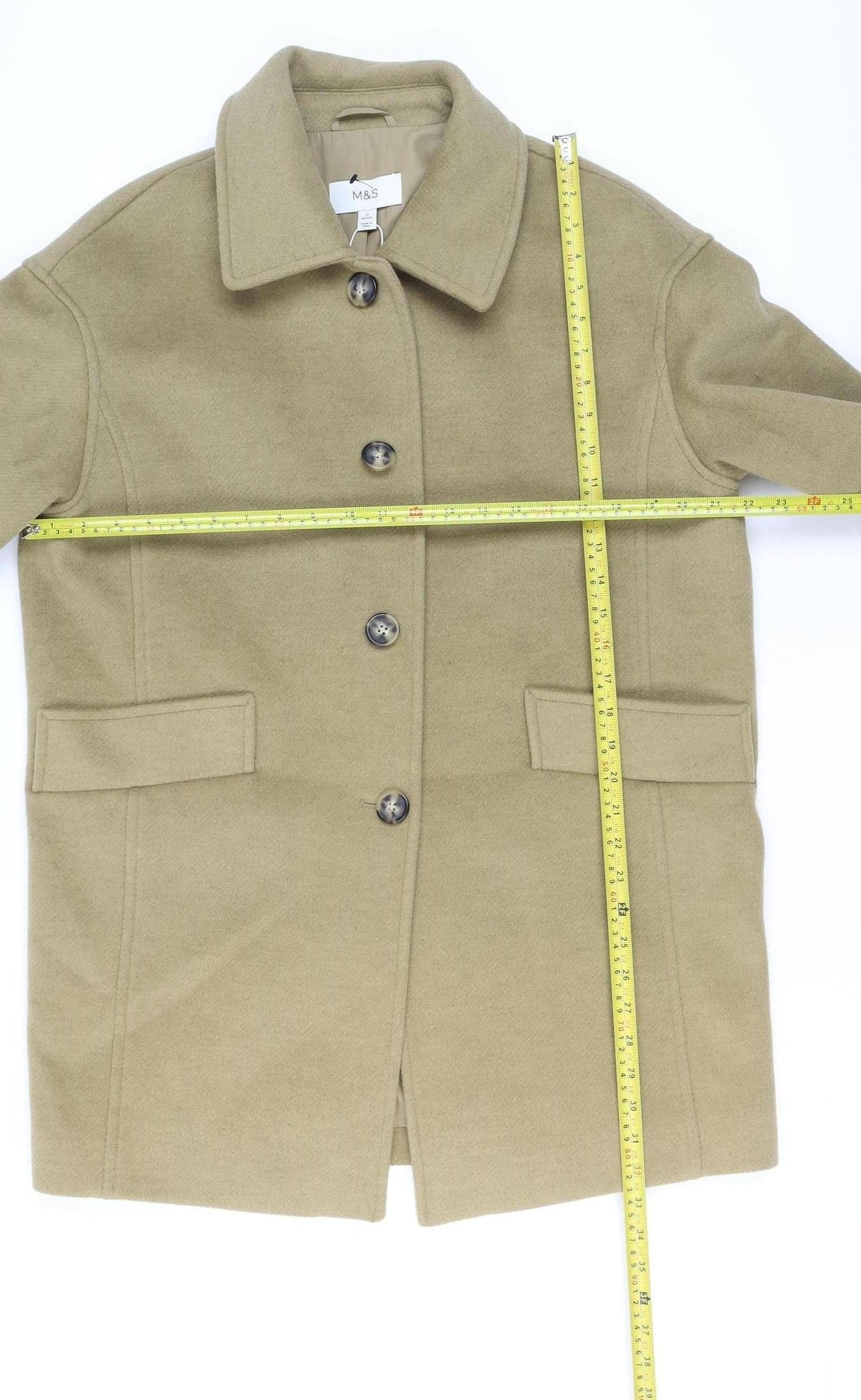 Womens UK Size 12 Marks and Spencer Beige Overcoat