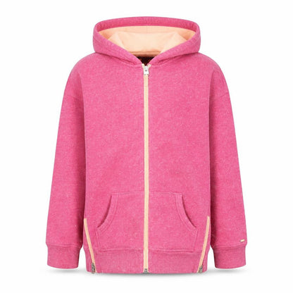 Front view of Tommy Hilfiger girls’ pink full zip hoodie, size 8-10, years cotton blend