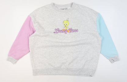 Womens UK Size L Looney Tunes Multicoloured Pullover Sweatshirt