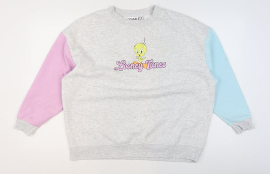 Womens UK Size L Looney Tunes Multicoloured Pullover Sweatshirt