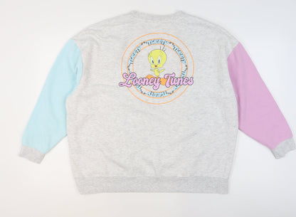 Womens UK Size L Looney Tunes Multicoloured Pullover Sweatshirt