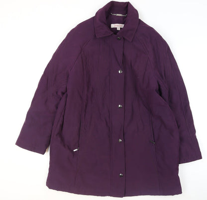 Jacques Vert Women Purple L Mid-Length Overcoat Polyester Blend