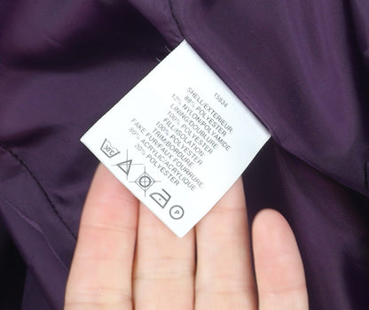 Jacques Vert Women Purple L Mid-Length Overcoat Polyester Blend