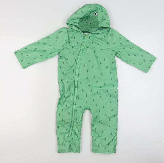 Marks and Spencer Unisex Baby Green 18-24 Months Hooded Rain Snowsuit