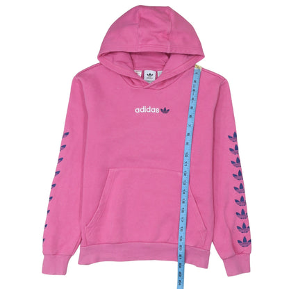 Adidas Girls Pink Pullover Hoodie 12-13 Years Logo Long Sleeve Fleece