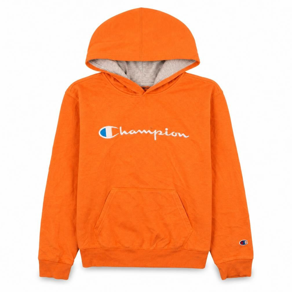 Champion Boys Orange Pullover Hoodie L Embroidered Logo Fleece
