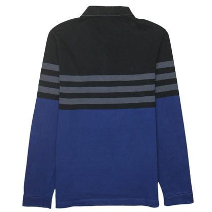 Lacoste Men’s Blue Black Striped Regular Fit Long Sleeve Polo Shirt Size S