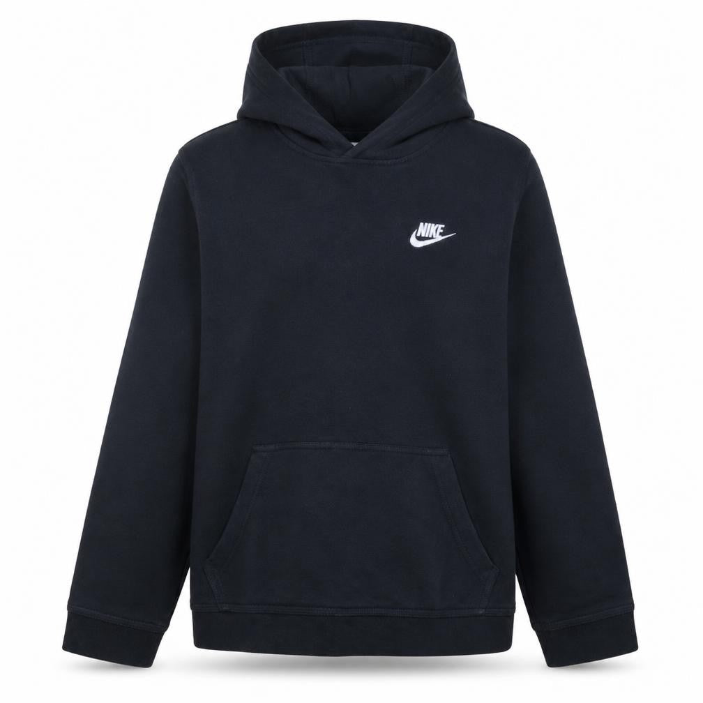 Front view of Nike boys’ black pullover hoodie xl (158-170cm) fleece lined sweatshirt