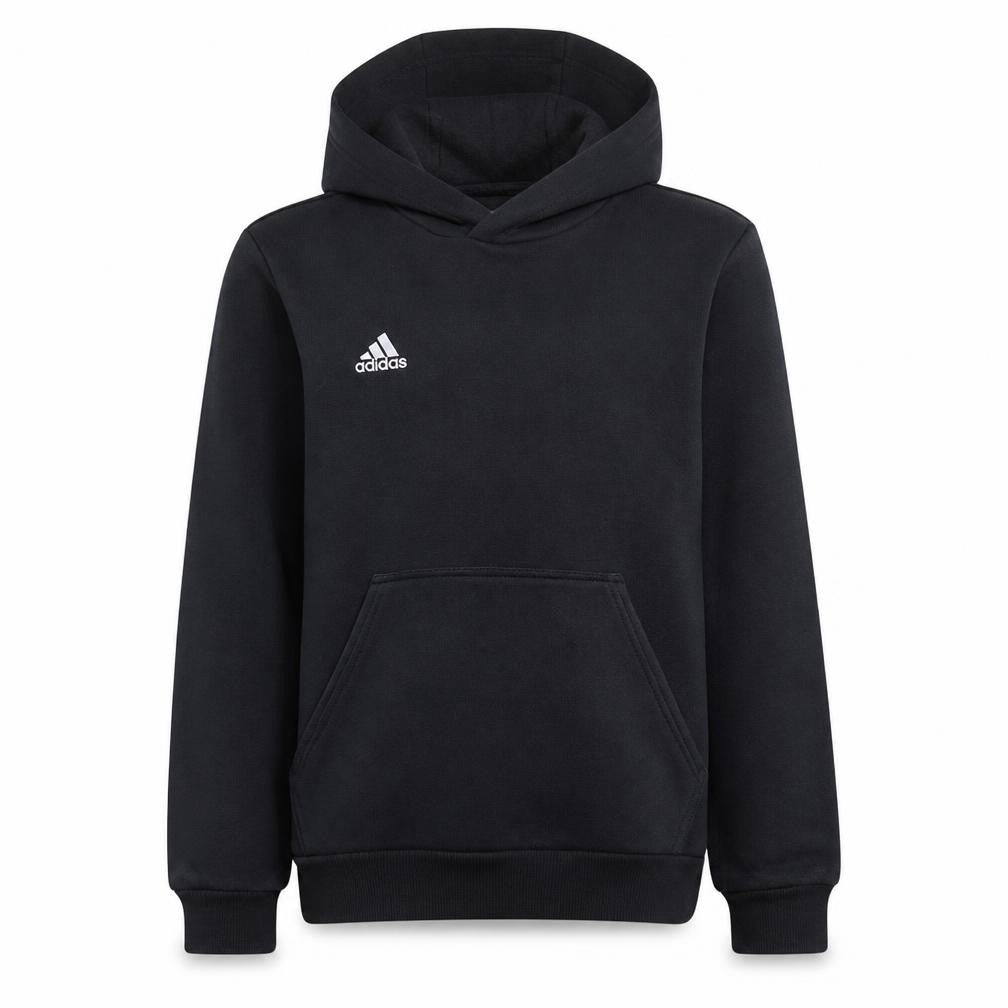 Front view of Adidas boys’ black pullover hoodie 13-14 years fleece sweatshirt