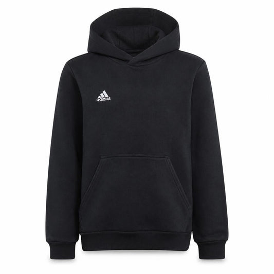 Front view of Adidas boys’ black pullover hoodie 13-14 years fleece sweatshirt
