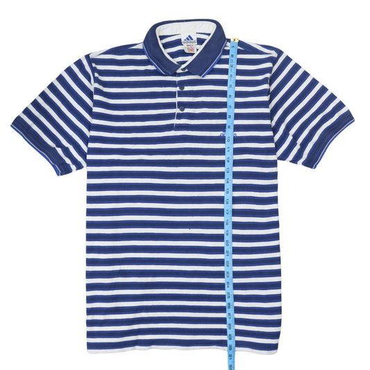 Adidas Men's Blue Striped Cotton Polo Shirt XL