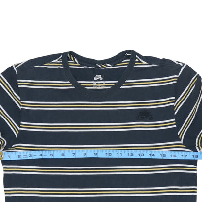 Nike SB Men's Blue Striped Cotton Crew Neck T-Shirt Size S