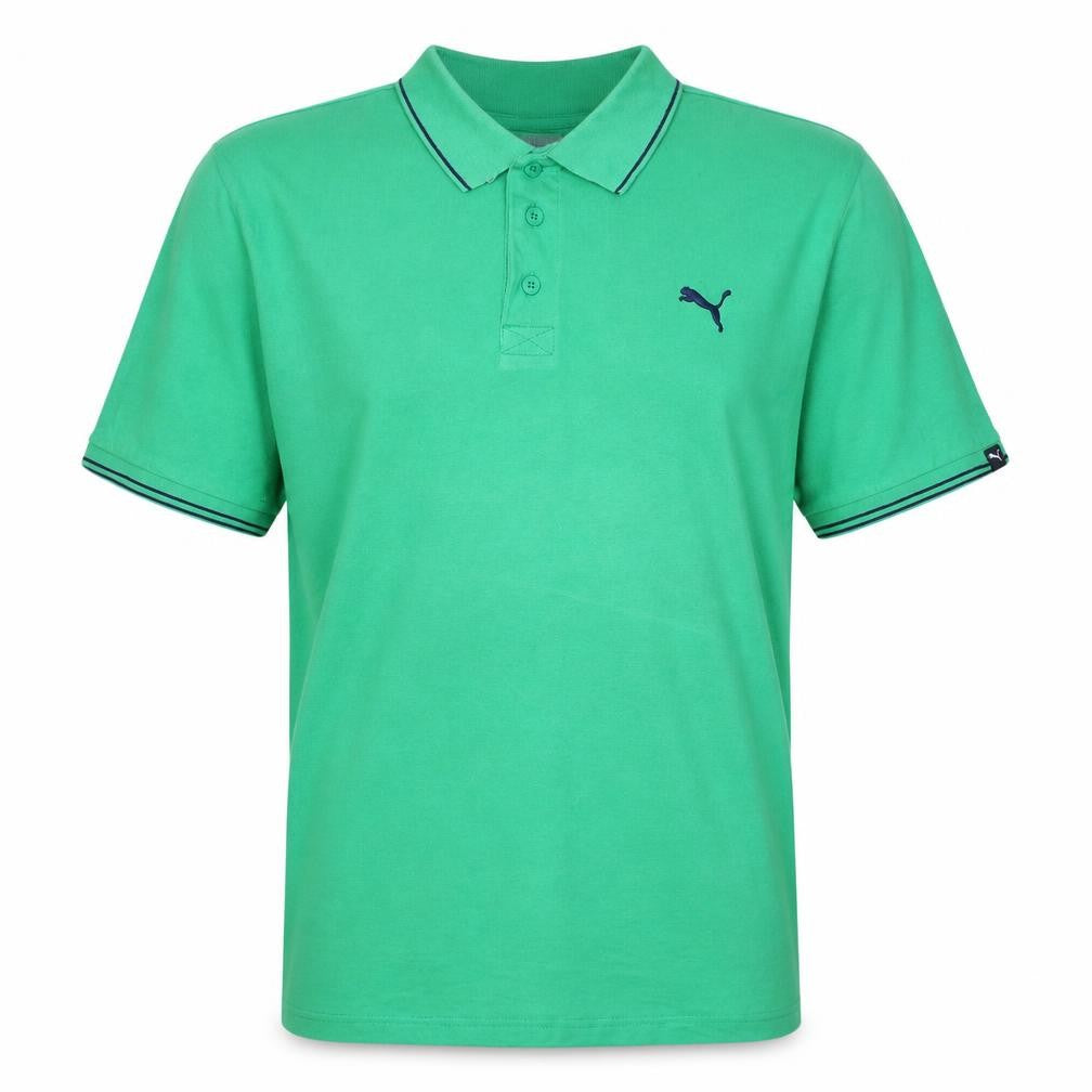 Front view of Puma Men's Green Cotton Short Sleeve Polo Shirt XL