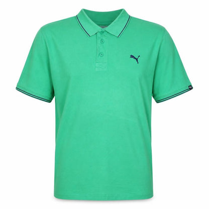 Front view of Puma Men's Green Cotton Short Sleeve Polo Shirt XL