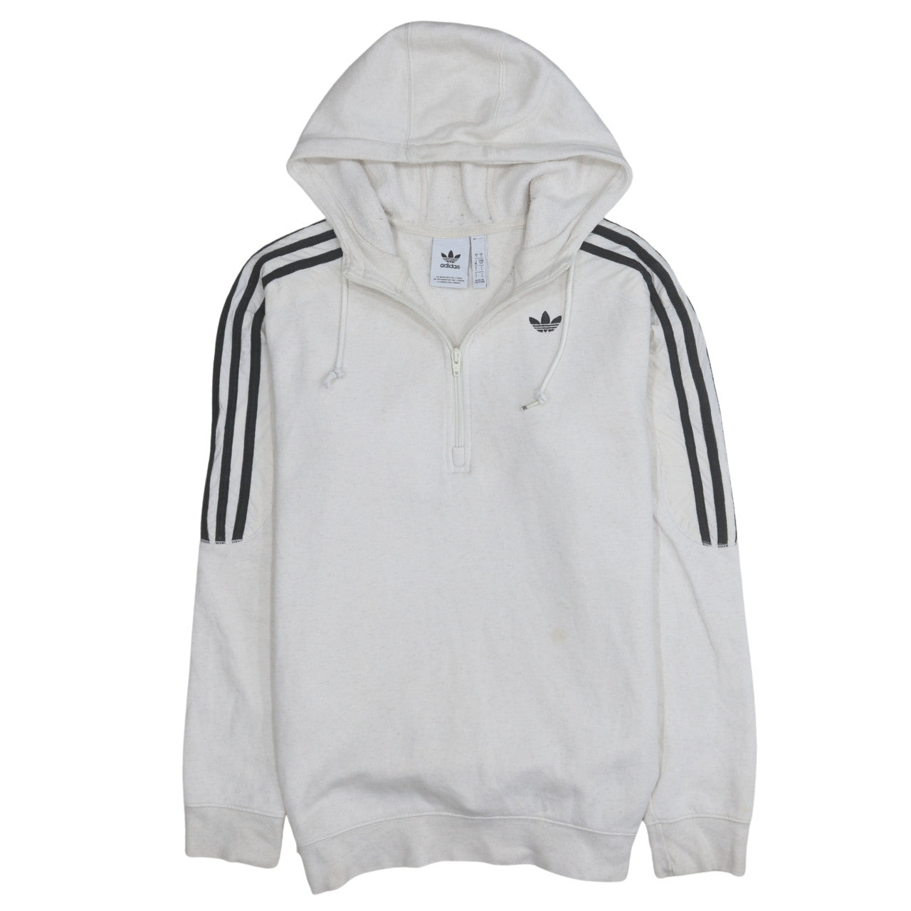 Mens UK Size S adidas White 1/2 Zip Hoodie