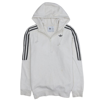 Mens UK Size S adidas White 1/2 Zip Hoodie