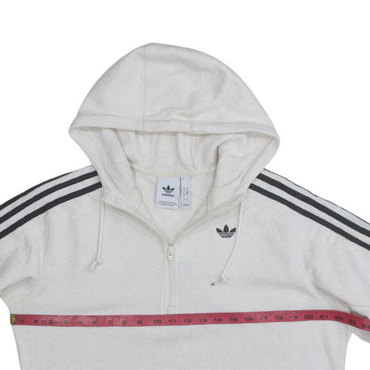 Mens UK Size S adidas White 1/2 Zip Hoodie
