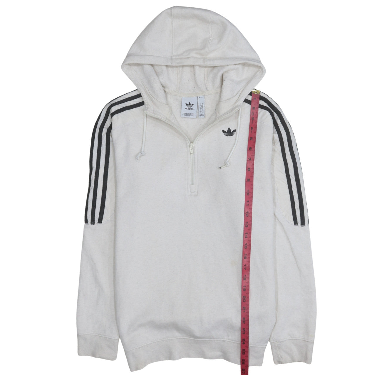 Mens UK Size S adidas White 1/2 Zip Hoodie