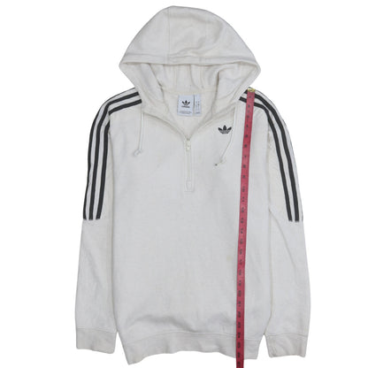 Mens UK Size S adidas White 1/2 Zip Hoodie