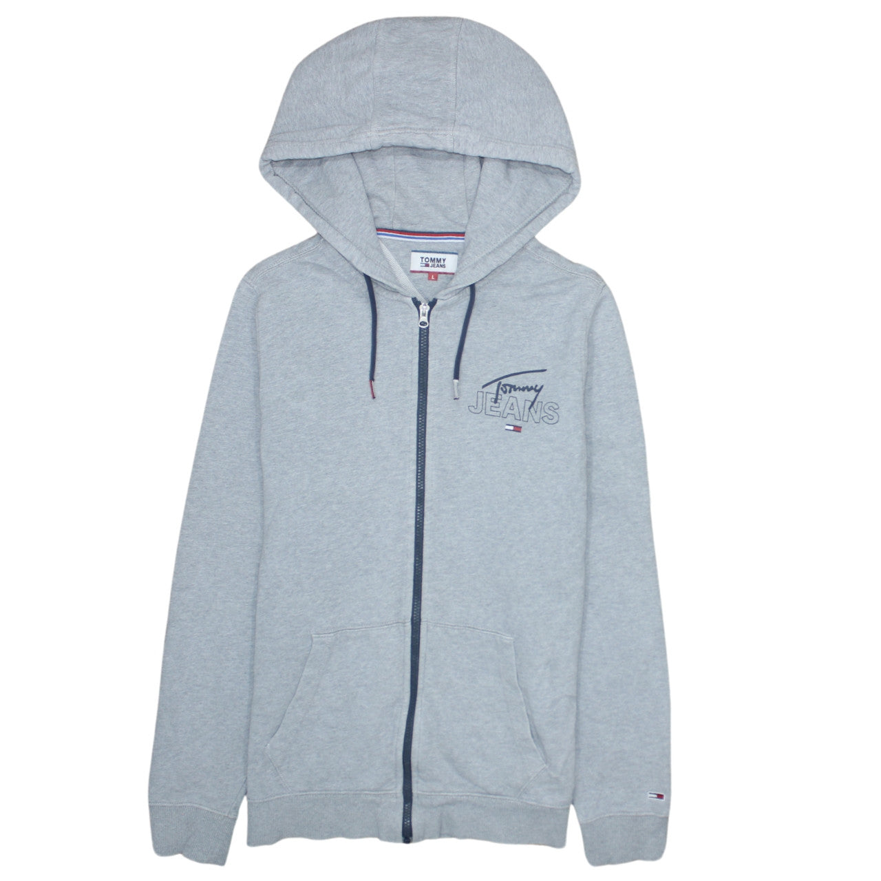 Mens UK Size L Tommy Jeans Grey Full Zip Hoodie