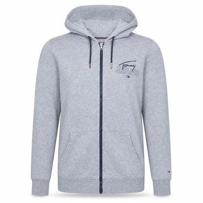 Mens UK Size L Tommy Jeans Grey Full Zip Hoodie