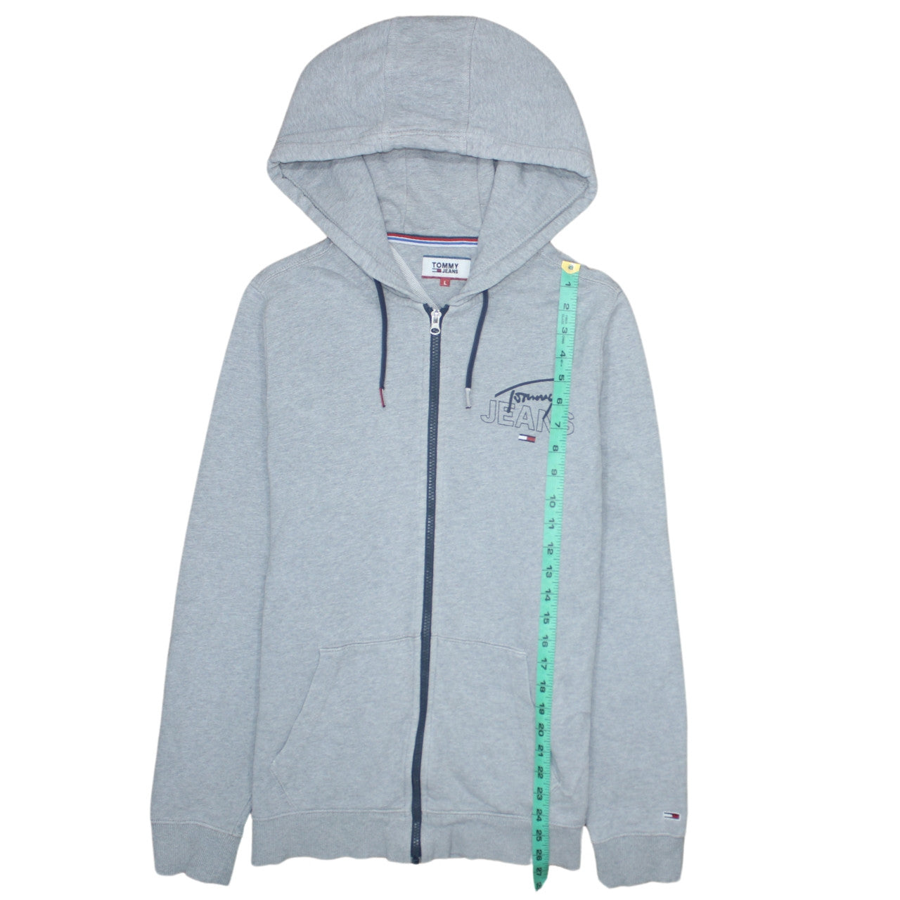 Mens UK Size L Tommy Jeans Grey Full Zip Hoodie