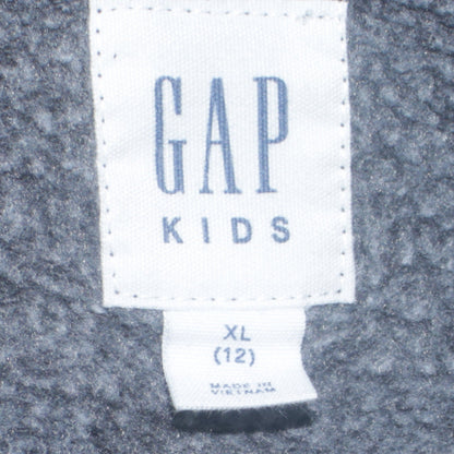 GAP Boys Grey Full Zip Hoodie Size 12 Years Fleece Cotton Logo Zip