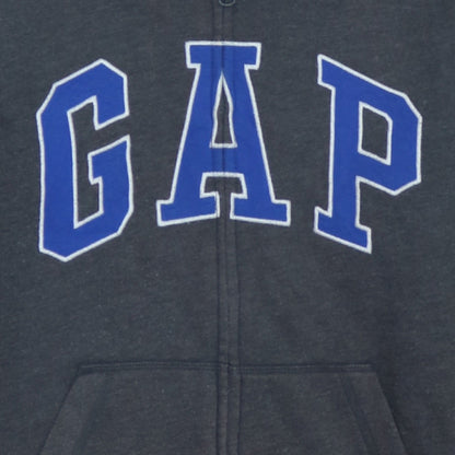 GAP Boys Grey Full Zip Hoodie Size 12 Years Fleece Cotton Logo Zip