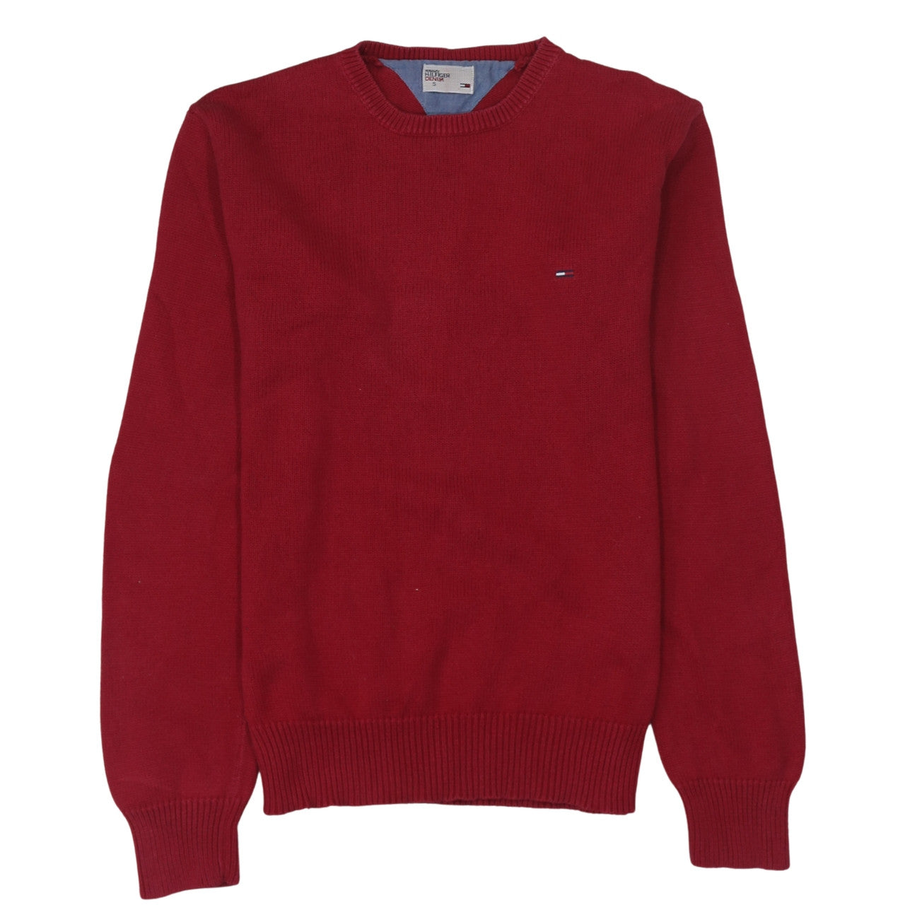 Mens UK Size S Tommy Hilfiger Denim Red Pullover Jumper