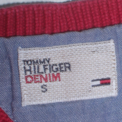 Mens UK Size S Tommy Hilfiger Denim Red Pullover Jumper