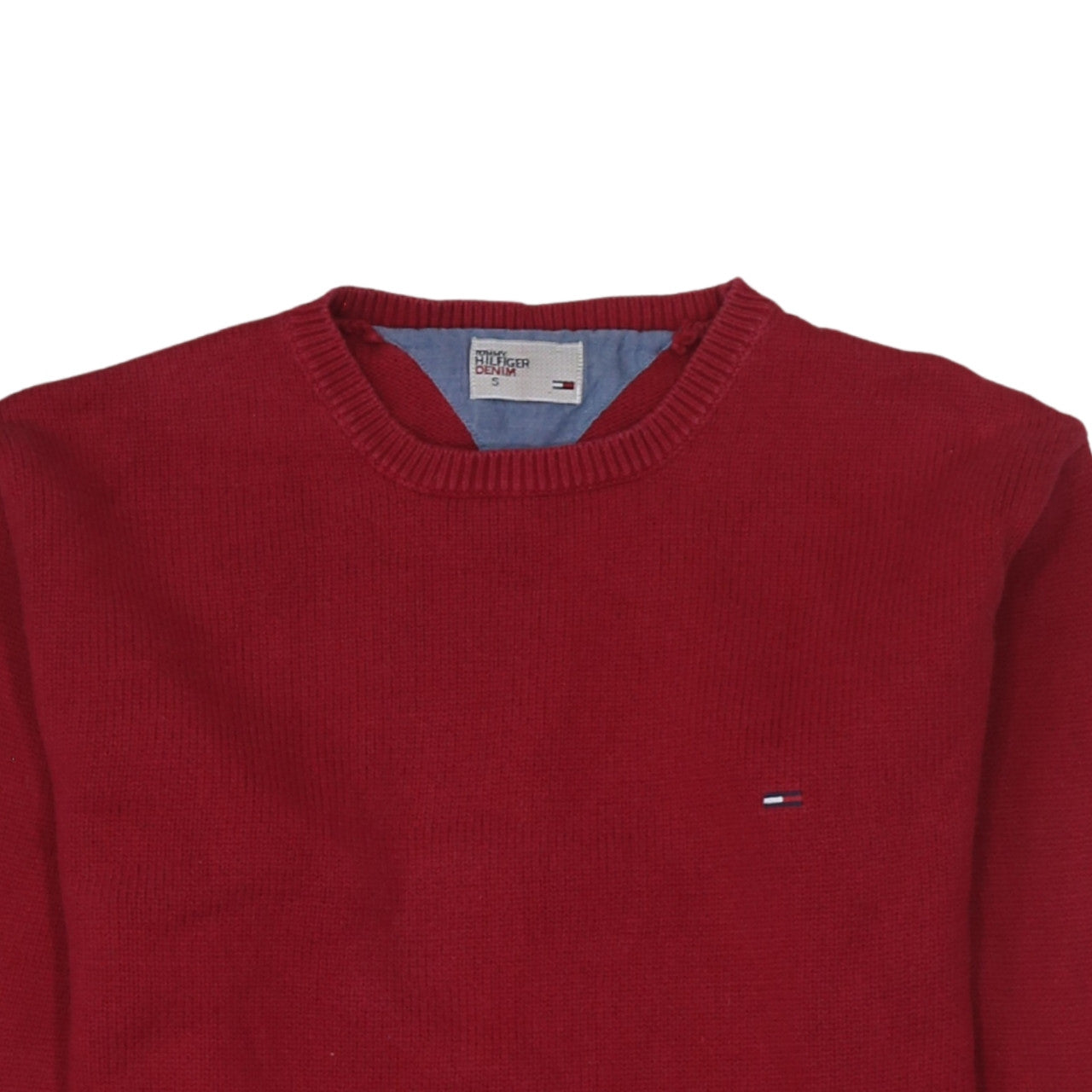 Mens UK Size S Tommy Hilfiger Denim Red Pullover Jumper