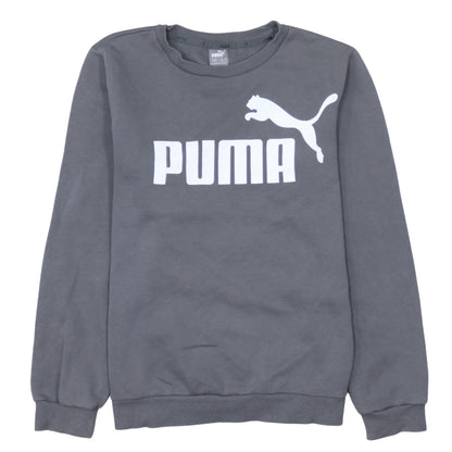 Puma Boys Grey Crew Neck Logo Sweatshirt 13-14 Years Cotton Blend