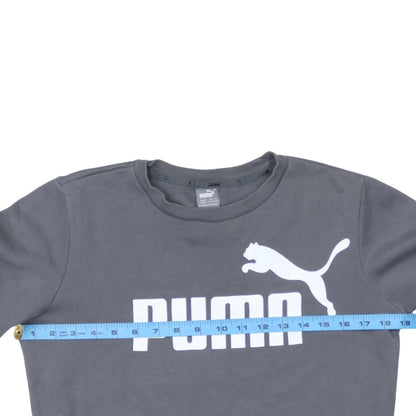 Puma Boys Grey Crew Neck Logo Sweatshirt 13-14 Years Cotton Blend