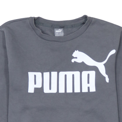Puma Boys Grey Crew Neck Logo Sweatshirt 13-14 Years Cotton Blend