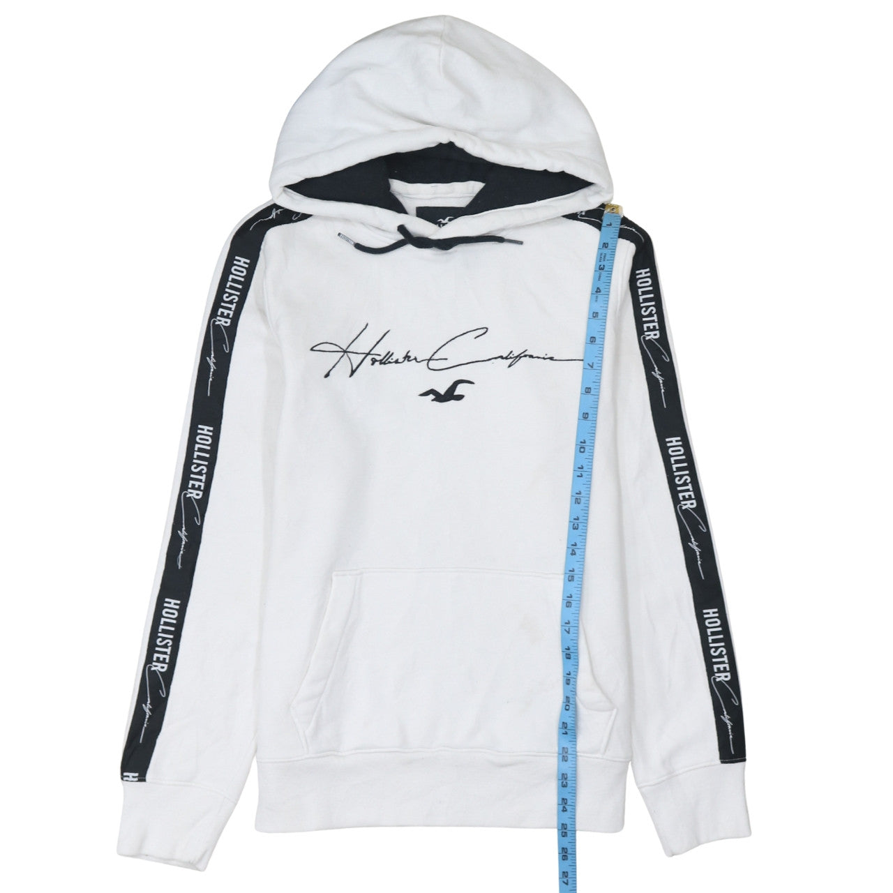 Mens UK Size S Hollister White Pullover Hoodie